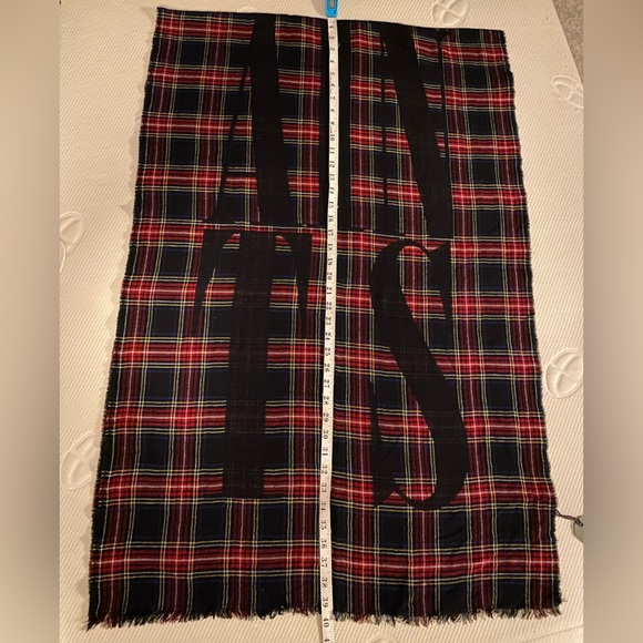 All Saints Vertical Plaid Wool Blend Scarf - Picture 8 of 9